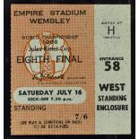 1966 World Cup match ticket England v Mexico at Wembley 16 July 1966. Worth a view.