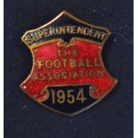 1954 Football Association superintendents stewards official metal badge - scarce issue.