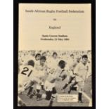 1984 SA Rugby Federation (Proteas) v England Rugby Programme: 16 pp A4 b/w issue for the England