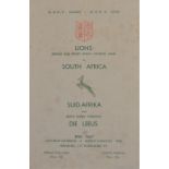 Scarce 1962 British Lions Tour to S Africa 3rd Test rugby Programme: The 4 pp glossy paper issue for