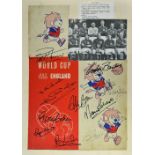 1966 World Cup Montage laid to card includes a print of England plus player signatures including