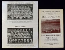 1953/1954 West Bromwich Albion v Port Vale FA Cup semi-final programme at Villa Park; also late