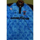 1992-93 Wolverhampton Wanderers Away Football Shirt in blue with short sleeves, having No. 14 to the