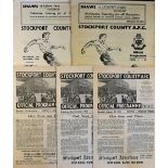 Selection of Stockport County football programmes to include 1946/47 Carlisle Utd, Lincoln City,