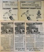 Selection of Stockport County football programmes to include 1946/47 Carlisle Utd, Lincoln City,