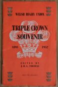 1952 Wales WRU Triple Crown Rugby Souvenir Booklet: Well-known and popular 48 pp production by JBG
