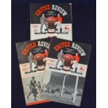 Manchester United home football programmes 1956/57 Aston Villa, Atletico Bilbao, Real Madrid (