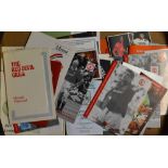 Collection of Manchester Utd programmes, menus, luncheon club menus, charity functions, photographer