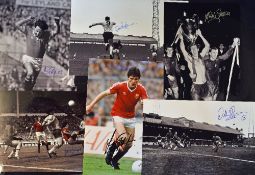 Set of Signed Manchester Utd b&w and colour prints with player autographs to include Andy Cole, John