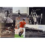 Set of Signed Manchester Utd b&w and colour prints with player autographs to include Andy Cole, John