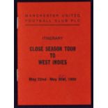 Scarce Manchester United itinerary for the 1985 West Indies tour 22 May-31 May 1985, players are all