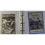 Selection of Southend Utd reserve football programmes 1980-2005 in one binder, most are single sheet