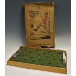 Interesting Wooden Football Game with spring attached footballers (one broken) on wooden base,