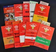 Wales v Overseas Teams Rugby Programmes etc (9+): Issues, all at Cardiff, many with tickets, v