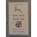 Scarce 1962 British Lions Tour to S Africa 2nd Test rugby Programme: Worn and rubbed and with