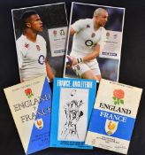 England v France and Italy Rugby Programmes (5): Games at Twickenham v France 1979, 1983 and 2015;