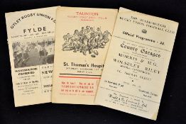 1956 Old Rugby Programmes: Small, flimsy, old-school issues surviving from the 1950s, Taunton v St