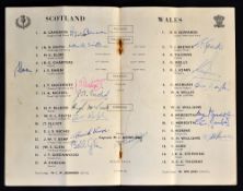 1955 Autographed Scotland v Wales Rugby Programme: Good looking magazine-style issue with one pocket