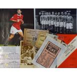 Mixed selection of football items to include 1957 Manchester Utd team line-up (print), 1958