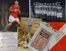 Mixed selection of football items to include 1957 Manchester Utd team line-up (print), 1958