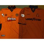 2000-2004 Wolverhampton Wanderers Home Football Shirts to include a replica short sleeve shirt