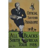 Scarce 1928 NZ All Blacks Tour to S Africa Souvenir Booklet: Colourful cover on this A5 52 pp SA