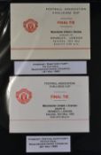 1985 FA Cup Final itinerary for directors’ party at Wembley also 1995 FA Cup Final itinerary for