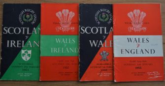 1955 5 Nations Foursome of Rugby Programmes (4): all in good condition, the Cardiff issues for Wales