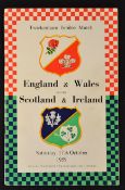 1959 England/Wales v Scotland/Ireland Programme: The Twickenham Jubilee Match, won 21-18 by Eng/