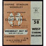 1966 World Cup match ticket England v France at Wembley 20 July 1966. Worth a view.