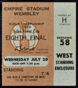 1966 World Cup match ticket England v France at Wembley 20 July 1966. Worth a view.