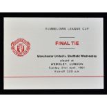 1991 Manchester United itinerary for Sheffield Wednesday Rumbelows League Cup Final 21 April 1991