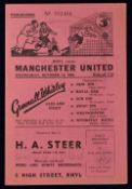 1959/1960 Rhyl v Manchester Utd friendly football programme 14 October 1959, Rhyl featured guest