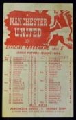 1945/1946 Manchester Utd v Accrington Stanley FA Cup football programme 9 January 1946 at Maine