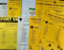 Collection of Wolverhampton Wanderers FA premier academy league football programmes also includes