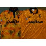 1990-1993 Wolverhampton Wanderers Home Football Shirts to include ‘Bukta’ short sleeve, No.5 to