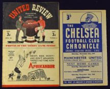 1947/1948 Manchester Utd v Chelsea and Chelsea v Manchester Utd football programmes (2) Fair-good.