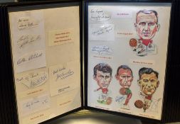 Manchester United player signatures contained in a presentation display rack with photos and other