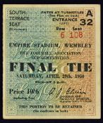 1950 FA Cup Final match ticket Liverpool v Arsenal. Good.