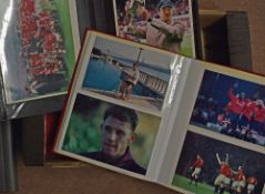 Large photo albums x 3 containing photos of Manchester Utd players in action to include Cantona,