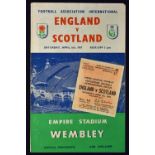 1957 at Wembley: England v Scotland football programme & match ticket (2) Programme slight crease,