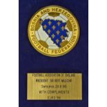 Euro ’96 Presentation medal awarded to Sir Bert Millichip Football Association President 24.6.96. at