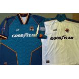 1996-1999 Wolverhampton Wanderers Away Football Shirts to include a short sleeve white shirt with