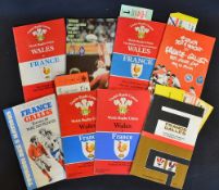 Wales’ French Connection Rugby programmes (9+): Many with tickets, the games at Paris in 1975, 1985,