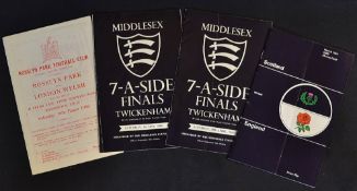 Small Rugby Programme selection (4): Programmes from the Middlesex Sevens of 1965 & 1966, from