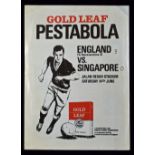 1961 Singapore v England (FA Representative XI) Football Programme at Jalan Besar Stadium, date 14