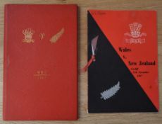 1967 Wales v NZ All Blacks VIP Rugby Programme & Fully Signed Menu (2): Bound in hardback red logoed