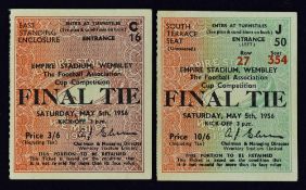 1956 FA Cup Final match tickets Manchester City v Birmingham City (2) Good.