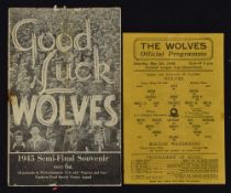 1944/45 Wolverhampton Wanderers v Bolton Wanderers football programme - Football League Cup North