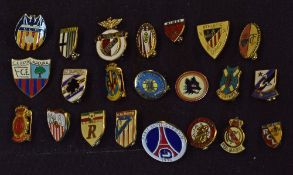 Collection of European club football badges to include Real Madrid, Atletico Bilbao, Paris St.